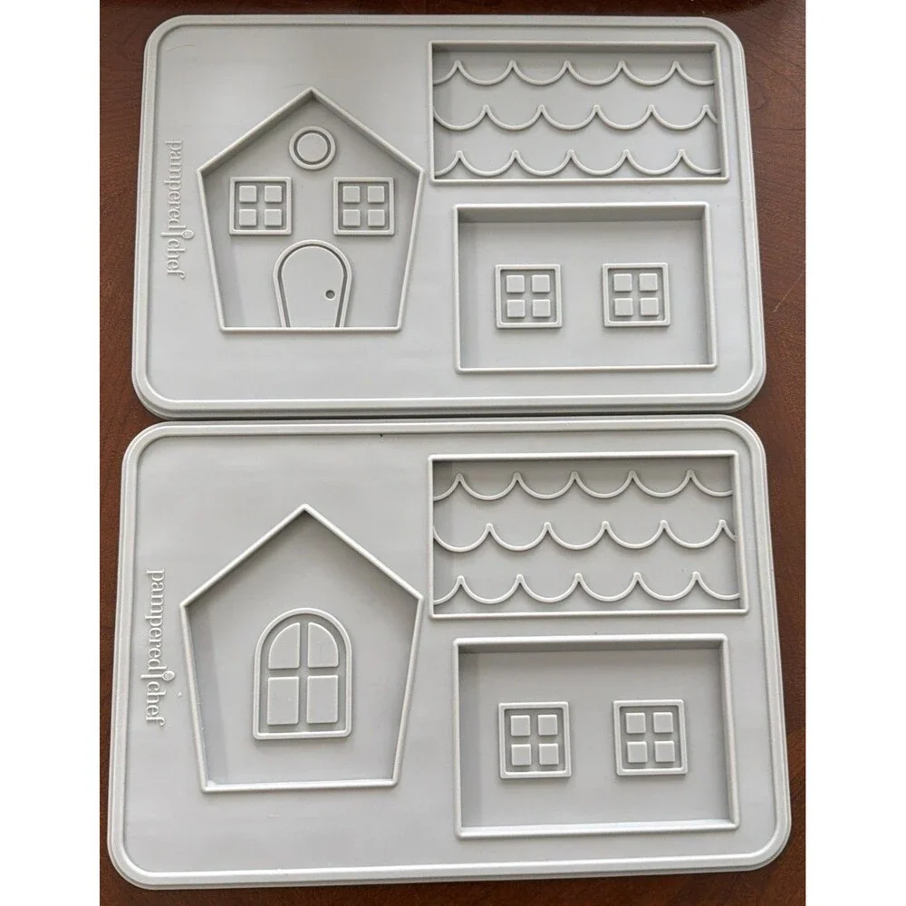 Pampered Chef Silicone Gingerbread House Cookie Baking Mold set